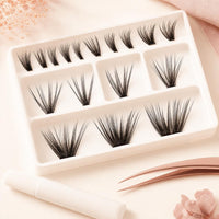 Lash cluster tray with glue and tweezers